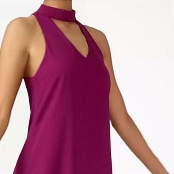 LULUS GROOVE THING SWING‎ DRESS MOCK NECK IN MAGENTA Small - Picture 3 of 12
